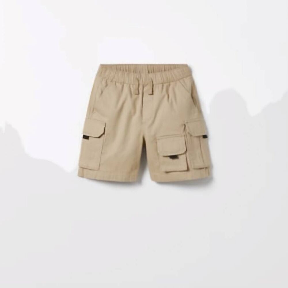 Zara size 7 boys pull on khaki cargo shorts outdoor extra pockets rock collectin